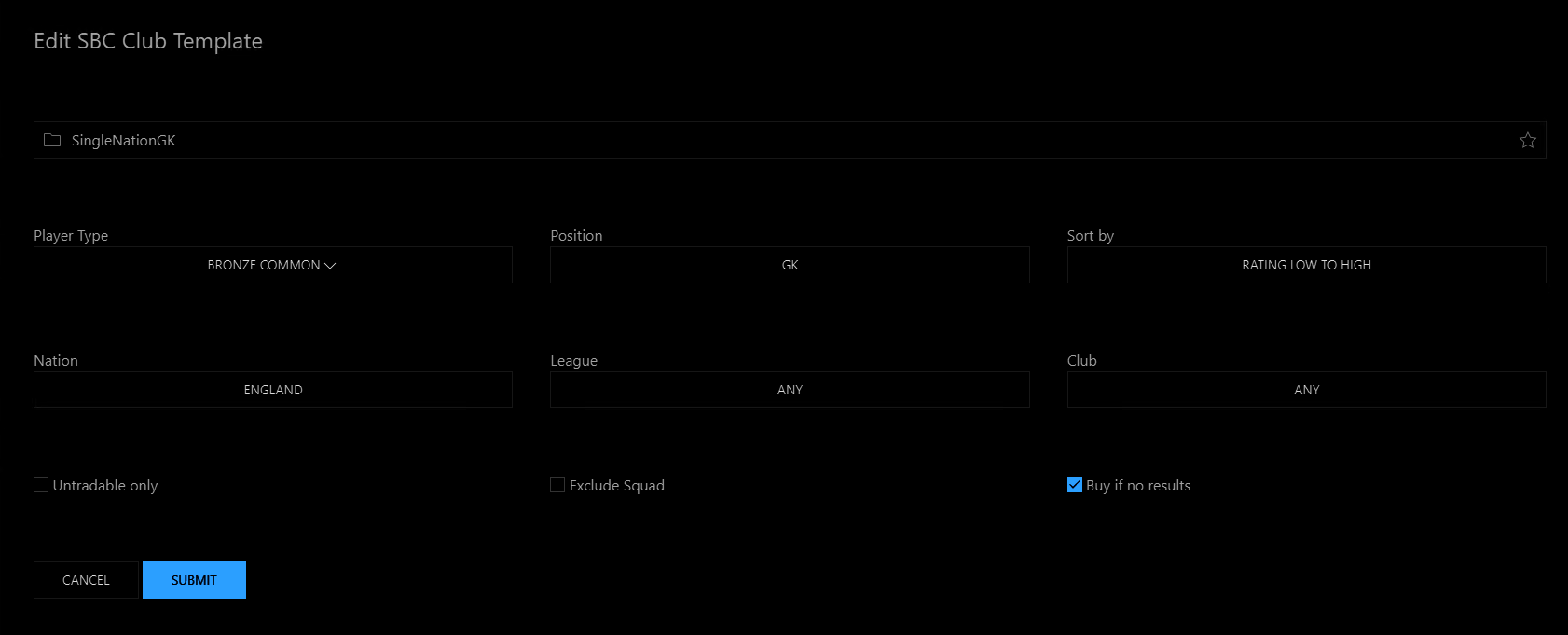 SBC Create Template